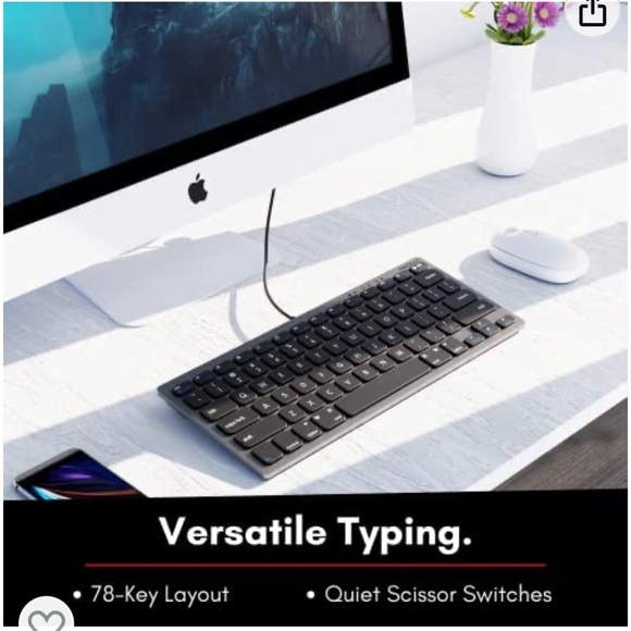COMPACT USB WIRED KEYBOARD For Mac and PC - Picture 5 of 9